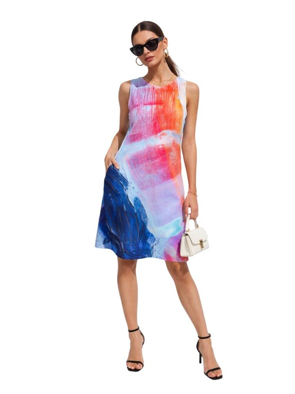 New Claire Desjardins Multi-Color S/P Bamboo Dress Wrinkle Free Travel Office